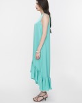 SIXDO Sleeveless Flared Midi Silk Dress